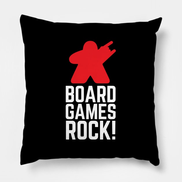 Board Games Rock Meeple Pillow by DnlDesigns