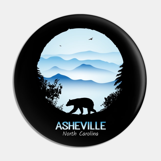 Asheville Blue Ridge Mountains - BLACK 01 Pin by AVL Merch