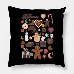 Cute Christmas Postcards - Cute Christmas Illustration - christmas cookies illustration Pillow