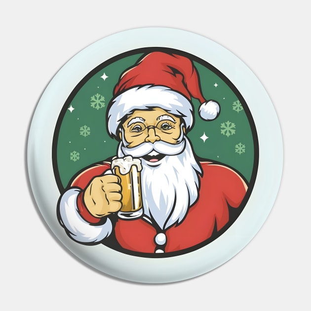 Santa with beer Pin by NatureFan