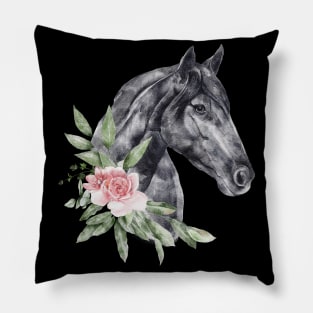 Floral Wild Horse Mustangs Animal Spirit Wildlife Rescue Pillow