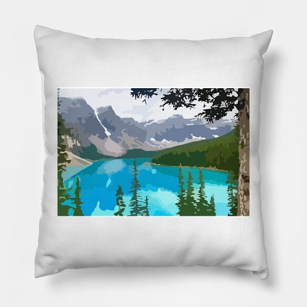 Lake Louise Digital Painting Pillow by gktb