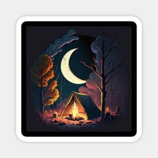 Camping Adventure in the Forest, Campfire Magnet