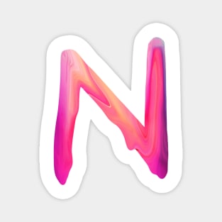 Letter N In Vibrant Watercolor Magnet