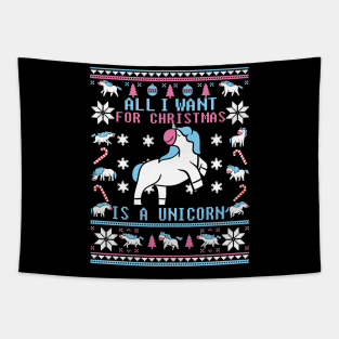 Funny Unicorn Lover Ugly Christmas Sweater Tapestry