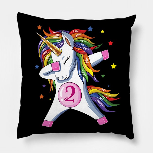 Dabbing Unicorn 2nd Birthday Pillow by LotusTee