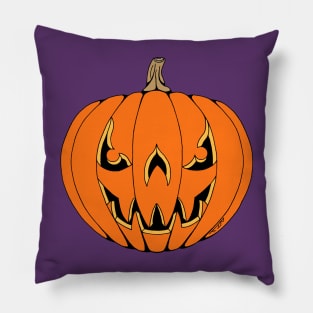 Scary Jack-o'-Lantern Halloween Design Pillow