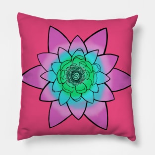 Pink/Teal Lotus flower Pillow