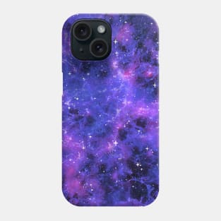 Purple Blue Nebula with Stars Digital Painting Phone Case