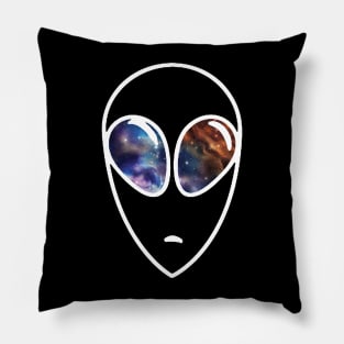 Alien looking in Space - Galaxy eyes Pillow