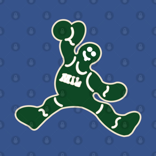 Jumping Milwaukee Bucks Gingerbread Man by Rad Love