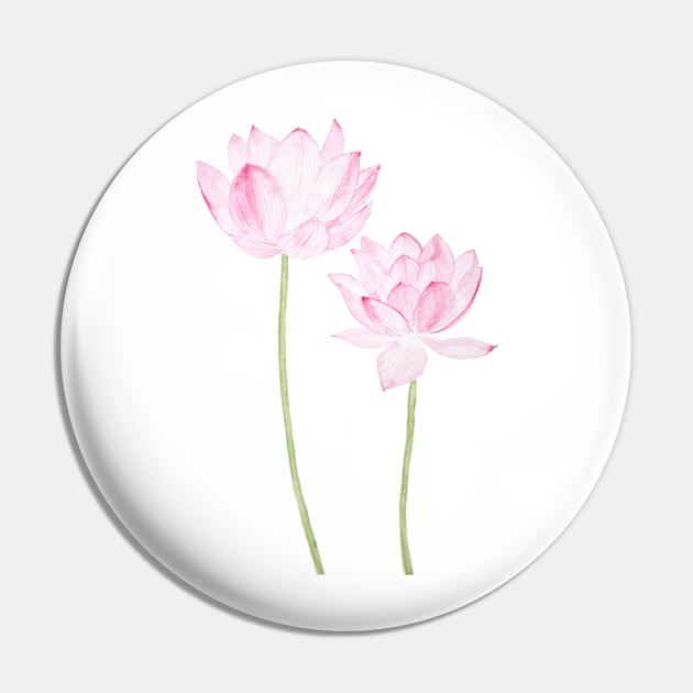 two pink lotus flowers watercolor Pin by colorandcolor