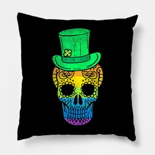 Irish Gay Pride Sugar Skull LGBT  St Patricks Day Pillow