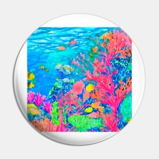 Coral Reef watercolor painting Pin