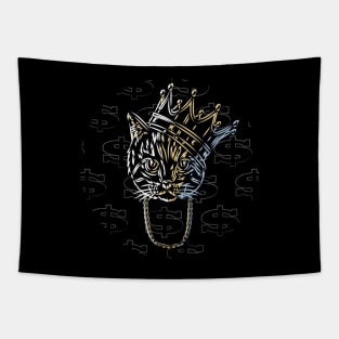 King Cat Bling Crown Tapestry