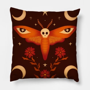 Death moth illustration. hawkmoth Halloween witchy art Pillow