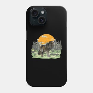 Howling Wolf With Sunset and mountains background Phone Case