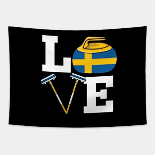 Sweden Curling Broom Winter ice Sports Swedish Flag Curling Tapestry