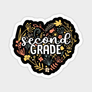 Second Grade Floral Heart Back To School Magnet