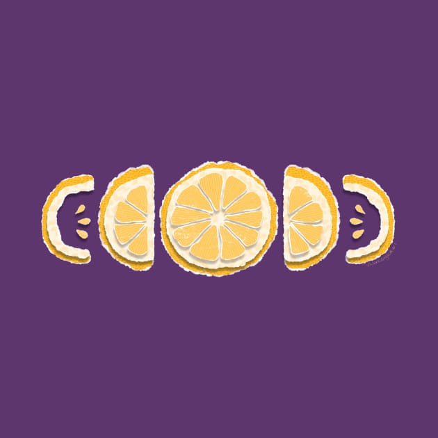 Lemon Moon Phases Torn Paper Collage by venglehart