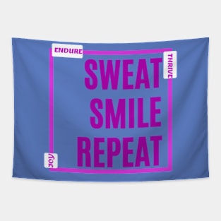 Sweat, Smile, Repeat - Joy, Endure, Thrive - Amethyst & Royal Purple Text Design for Tees, Hoodies & More! Tapestry