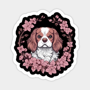 King Charles Spaniel with Cherry Blossom flowers Magnet