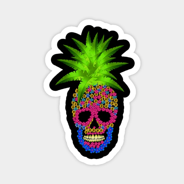 Pineapple, Skull Floral Tropical Magnet by logiamerch
