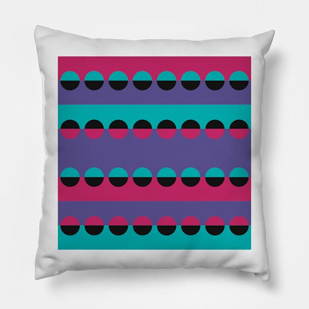 Half Circles & Stripes Pattern Pillow by Slepowronski