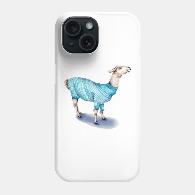 Llama in Blue Sweater Phone Case by Goosi