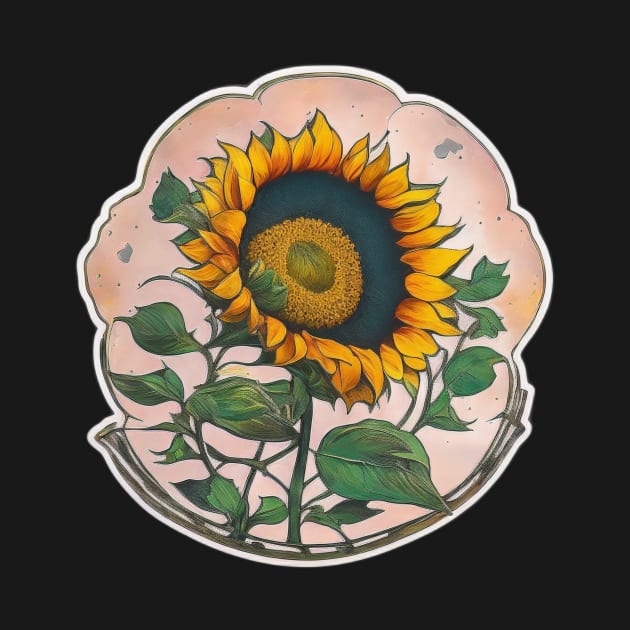 Sunflower Minimalist Retro Vintage Flora Sticker by Flowering Away