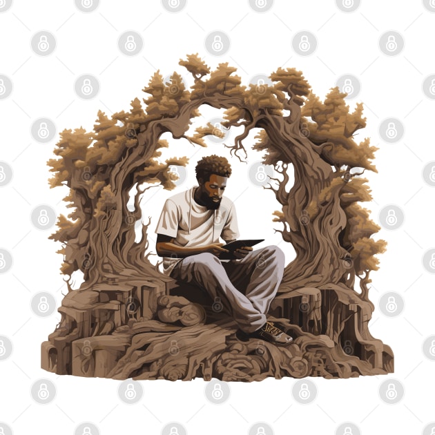 Black Man Reading On A Tree by Graceful Designs