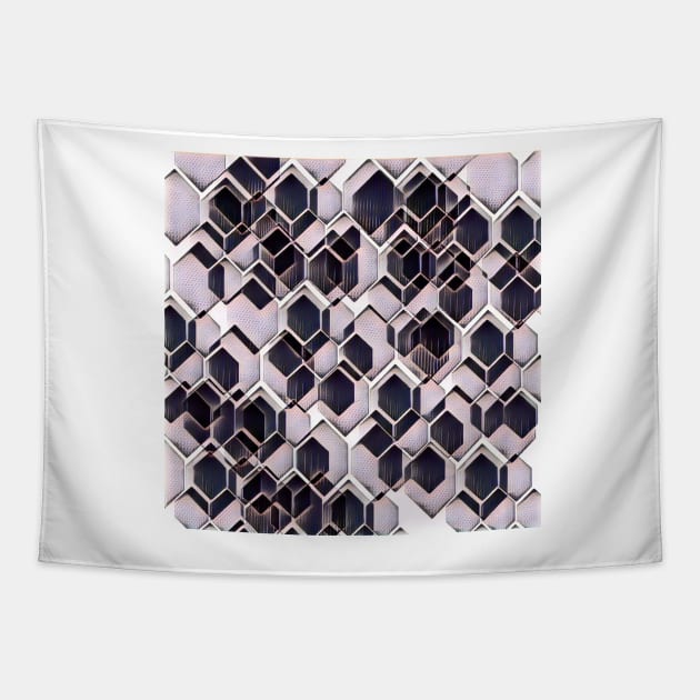 blue grey purple black and white abstract geometric pattern Tapestry by katerina-ez
