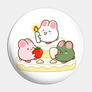 Bunnies Christmas Cake Pin