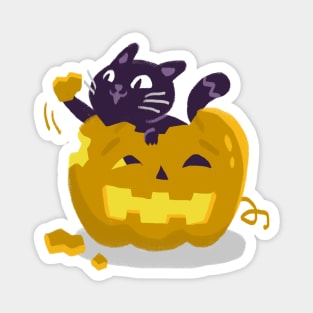 Cat and Pumpkin Halloween Magnet