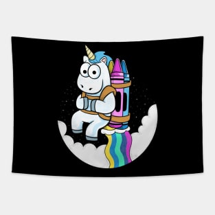 Cute Unicorn rocket rainbow crayon Tapestry