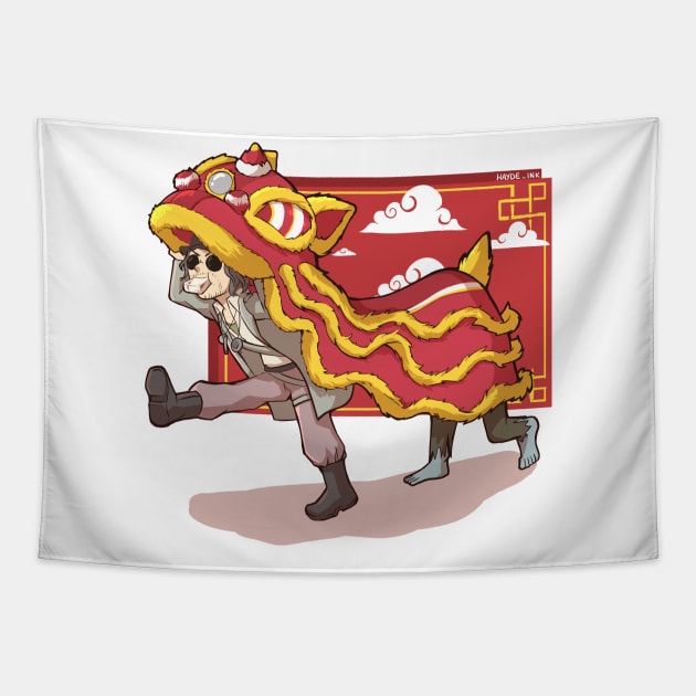 Lion Dance Tapestry by Hayde