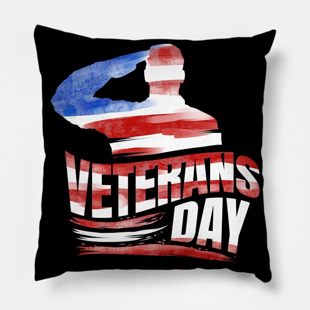 Salute For Our Troops US Flag 4th Of July Veterans Day Pillow by SinBle