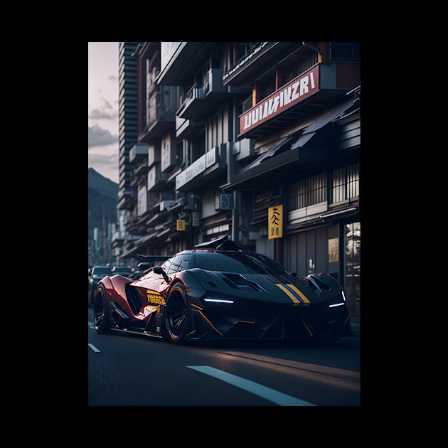 Dark Neon City Sports Car by star trek fanart and more