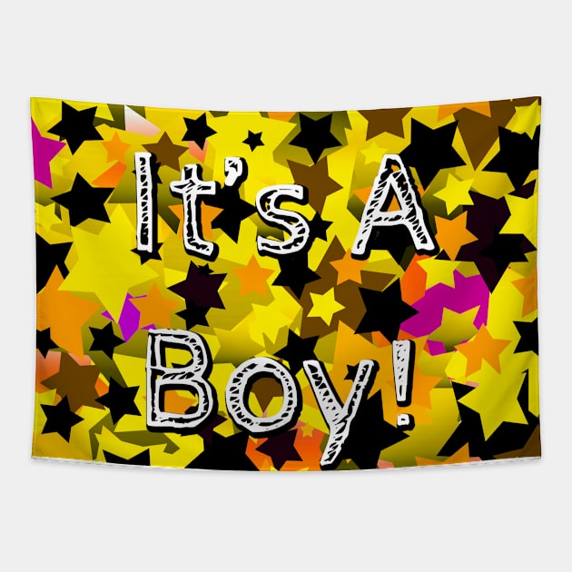 It's A Boy! Stars Yellow Tapestry by BlakCircleGirl