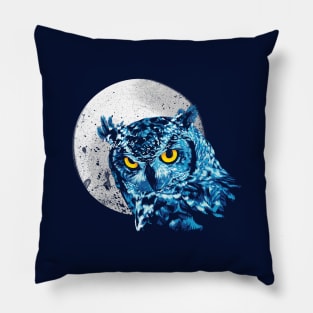 Midnight Moonlit Owl Painting Pillow