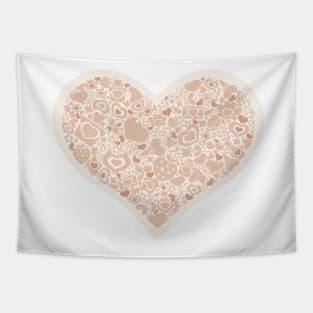 Valentites heart of objects beige Tapestry