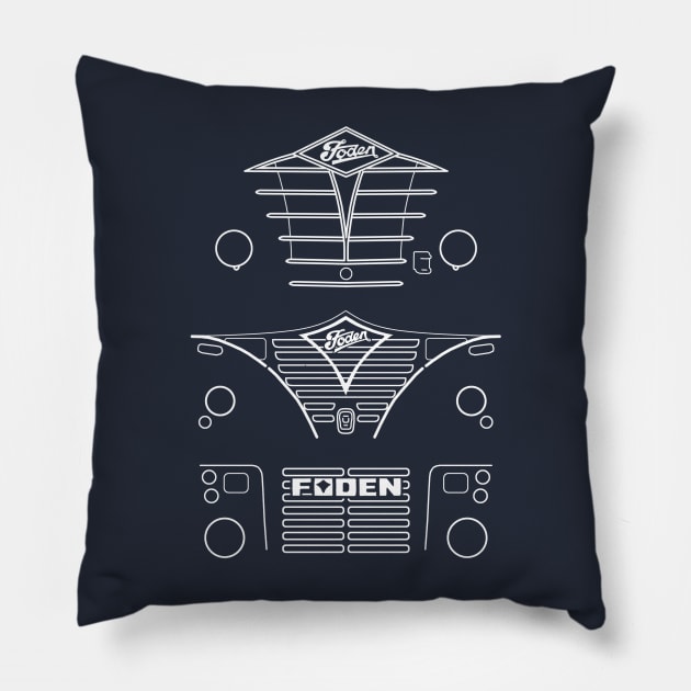 Foden S-series classic British wagons evolution white outlines Pillow by soitwouldseem