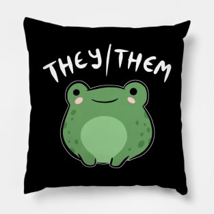 They/Them Pronoun Frog: Kawaii Queer Aesthetic Celebration of Nonbinary, Demiboy, Demigirl Pride - Transgender & LGBTQ Love Pillow