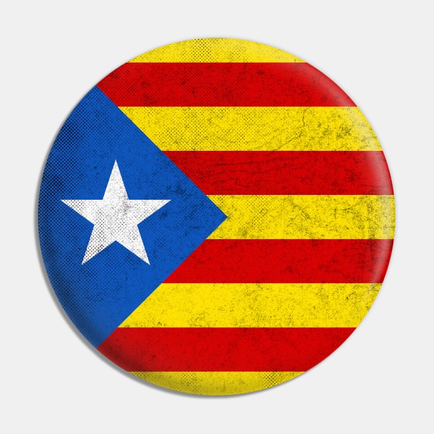 Catalonia / Països Catalans Estelada - Vintage Faded Look Design Pin by DankFutura