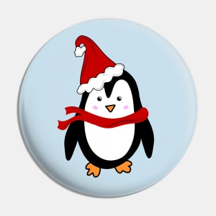 Festive Christmas Holiday Penguin with Santa Hat, made by EndlessEmporium Pin