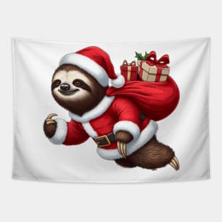 Festive Sloth Santa Christmas Xmas Holiday Funny Tapestry