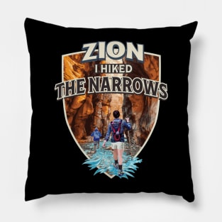 Zion I Hiked The Narrows National Park Vintage Style Design Pillow