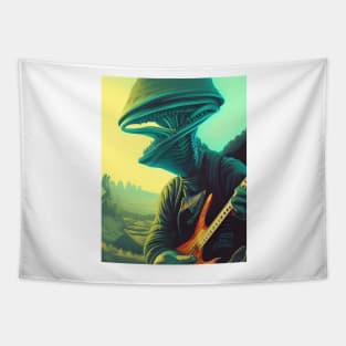 Alien with Guitar 2 Tapestry