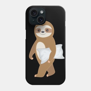 Cute baby sloth walking with a pillow Phone Case