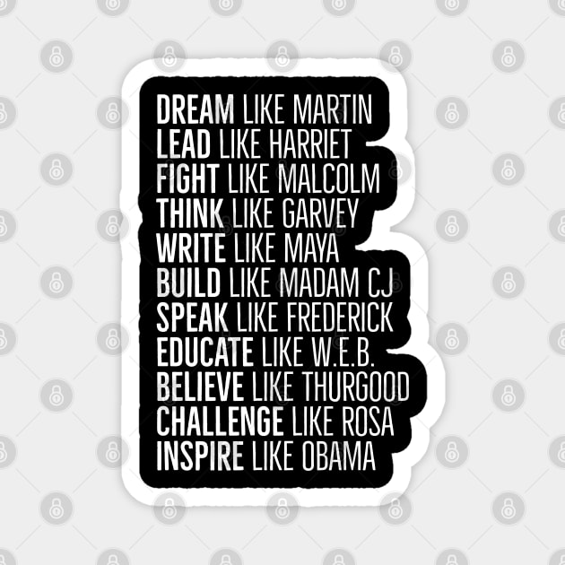 Black Heros, Black History, African American, Civil Rights Leaders Magnet by UrbanLifeApparel